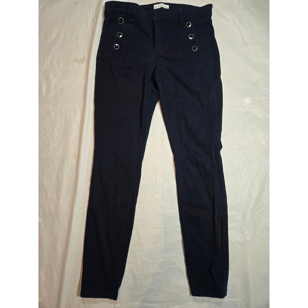 LOFT Made and Loved Navy Blue Sailor Button Skinny Pants Womens Size 4